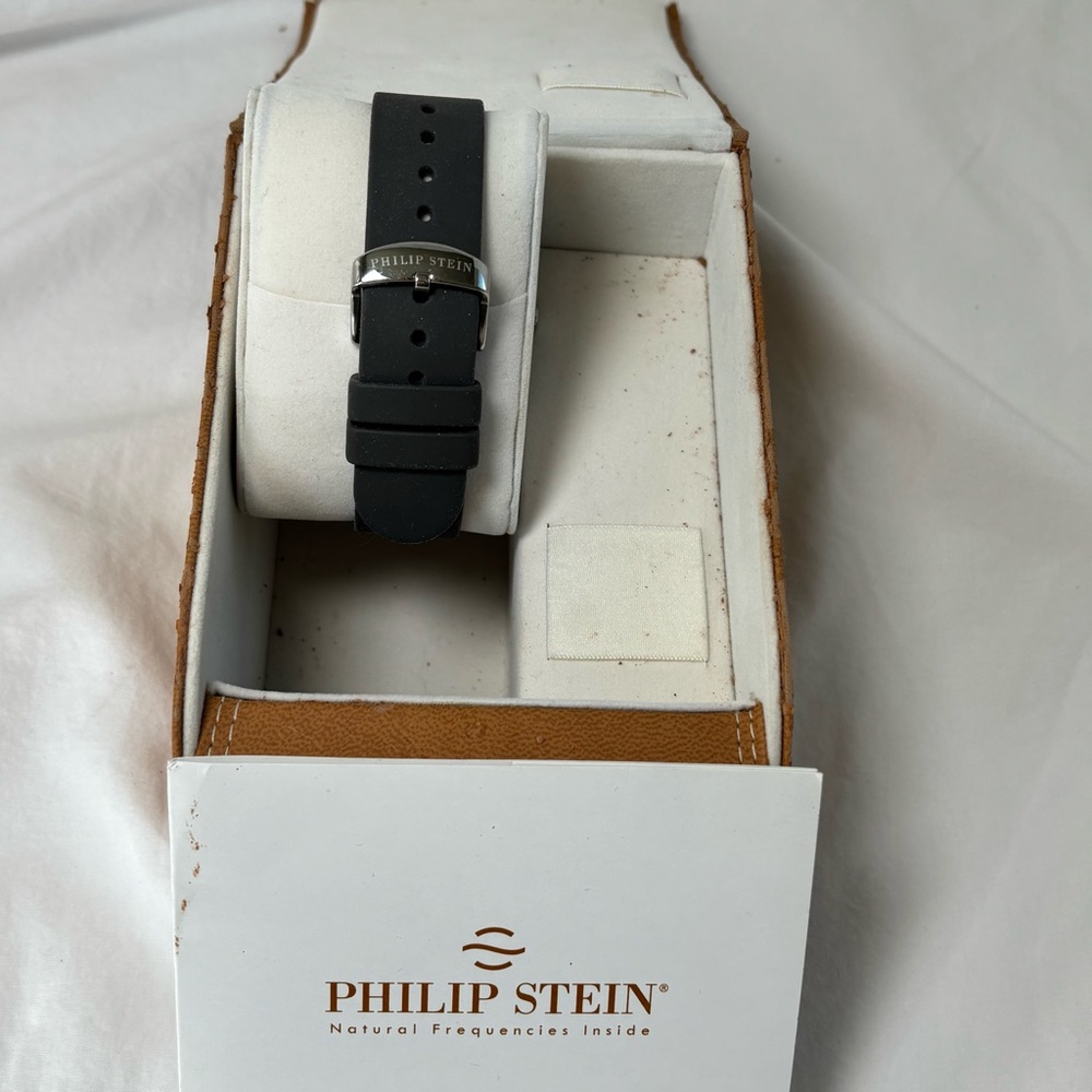 Philip Stein Silver and Black Chronograph Watch Natural Frequency Technology - Picture 4 of 10